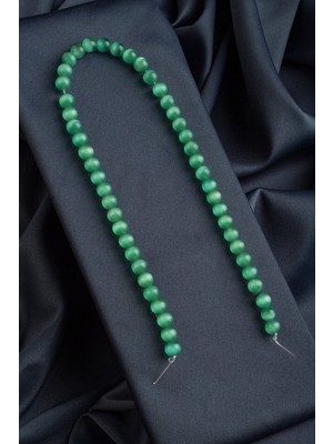 Kedi Gözü Doğal Taş Parlak Su Yeşili Küre Kesim 8mm Dizi