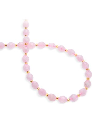 Pembe Kuvars Doğal Taş Özel Faset Kesim 8X6MM Dizi [aa]