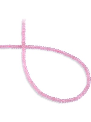 Pembe Kuvars Doğal Taş Parlak Rondela Kesim 2X4MM Dizi