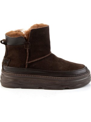 Bambi Kahve Hakiki Deri Kadın Bot & Bootie K02748100502