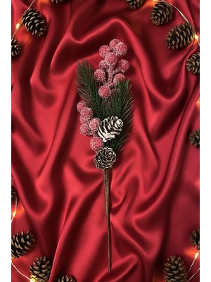 Christmas Pike Karlı Berry Kozalaklı Kırmızı Yeşil  28 cm