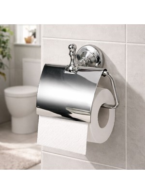 Badem10 Modern Kapaklı Krom Tuvalet Kağıtlığı Duvar Montajlı Paslanmaz Metal Banyo Wc Aksesuarı