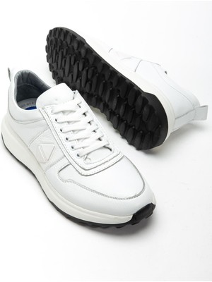 Dilimler Ayakkabı Hakiki Deri Erkek Casual Günlük Ayakkabı Beyaz Faylon Taban Yan Baskılı