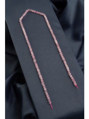 Pembe Kuvars Doğal Taş Parlak Küp Faset Kesim 4mm Dizi [aa]