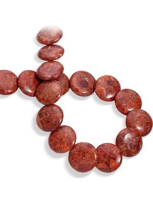 Çim Mercan Doğal Taş Parlak Kırmızı Yassı Kesim 23X8MM Dizi