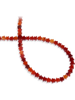 Kırmızı Akik Doğal Taş Yıldız Kesim 6mm Dizi