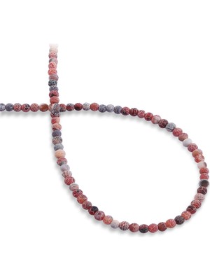 Akik Yengeç Doğal Taş Mat Kırmızı Küre Kesim 4mm Dizi