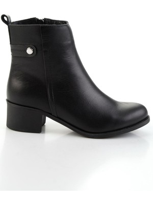 Bambi Siyah Hakiki Deri Kadın Bot & Bootie K02208021903