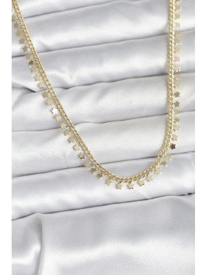 Shopwave Pirinç Gold Renk Sıralı Yıldız Kadın Kolye