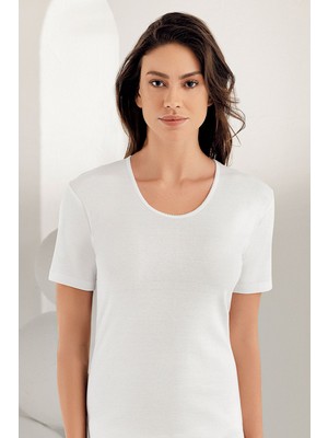 Şahinler Kadın Beyaz Kısa Kollu O Yaka 6 Adet %100 Pamuk Atlet 010