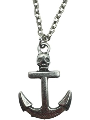 Kuru Kafa Figürlü Çapa Unisex Kolye – Gotik, Antik ve Denizci Ruhlu Tasarım