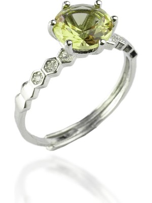 Zultanit Doğal Taş Kristal Kesim Ayarlanabilir Yüzük