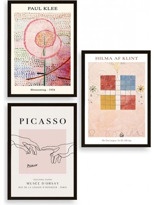 Marsilyan Ünlü Tablolar Üçlü Ahşap Çerçeveli Tablo 30 x 40