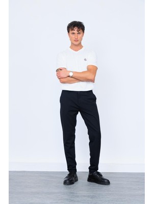 Lacivert Yandan Cepli Klasik Pantolon