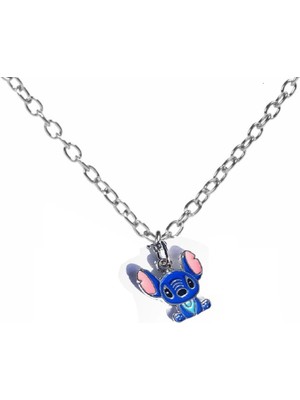 Oturan Mor Stitch Kolye – Unisex, Renkli ve Sevimli Tasarım