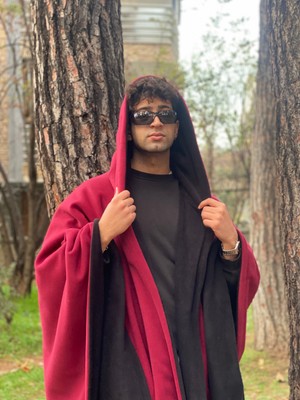 Alpin 🟥⬛ Çift Taraflı Kapüşonlu Panço – Bordo & Siyah | Unisex Premium Panço