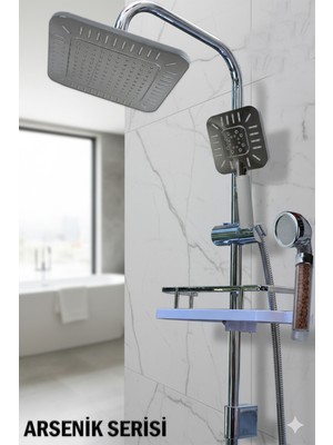 Tesitay Robot Duş Seti Lüks Banyo Duş Takımları Arsenik Serisi El ve Tepe Duş Başlığı Spiral Hortum