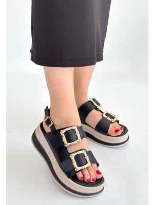 Hopinip Stan Siyah Cilt Sandalet - Lisinya