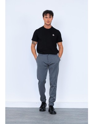 Gri Yandan Cepli Klasik Pantolon