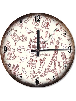 30 cm Çaplı Şehri Yaşam Temalı Dekoratif Duvar Saati