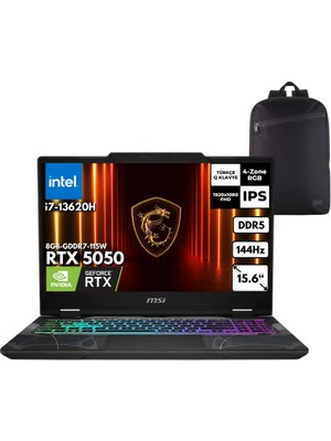 MSI Msı Cyborg 15 I7-13620H 32-Gbddr5 2 Tbssd RTX5050 (8GB-GDDR7-115W) 15.6" Fhd Windows 11 Home + Zg Sırt Çantası B13WEKG-613XTRZG37