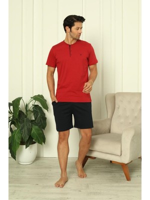 Espuar %100 Pamuk Penye 3'lü Erkek Pijama Takımı, Kısakollu, Pantolonu ve Şortu Cepli Erkek Pijama Takım