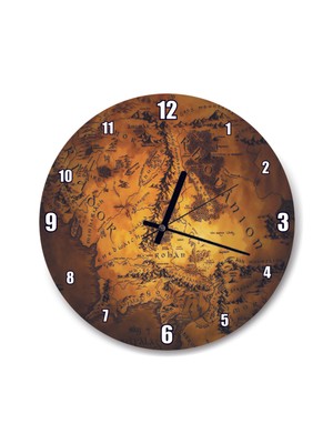 Orta Dünya Temalı Büyük Duvar Saati, 50X50 Cm, Efsanevi Tasarım