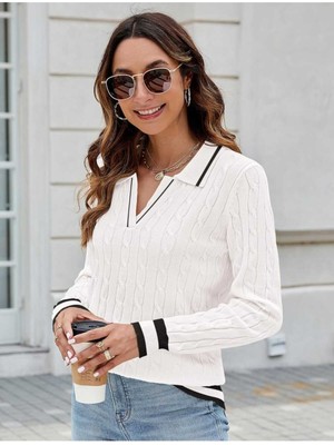 Youknitwear You Riviera %100 Pamuk Polo Yaka Kadın Kazak