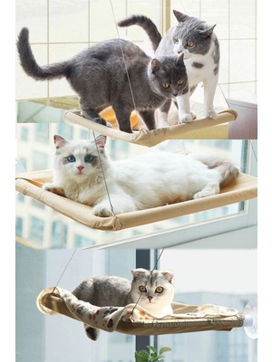 Feyza Design Vantuzlu Kedi Yatağı, 15 kg Kapasiteli, Pencereye Asılabilir, Rahat ve Şık