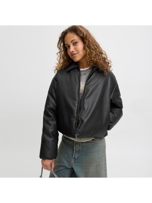 Jack & Jones Kadin Suni Deri Bomber Ceket - Ala