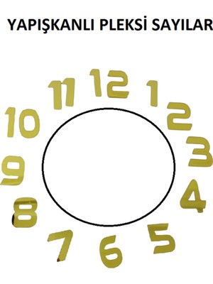 Şık Duvar Saati Rakamları, 3,5 cm Yapışkanlı Pleksi Sayılar