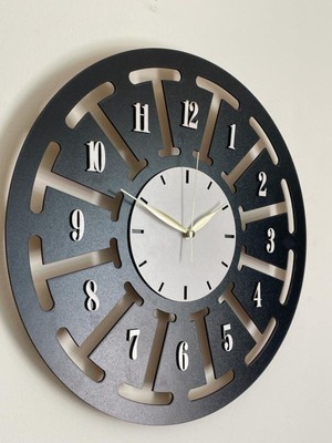 Şık 40X40 cm Dekoratif Lazer Kesim Duvar Saati