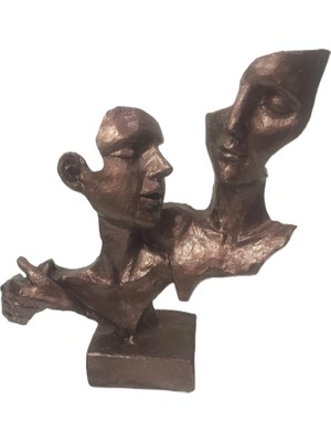 Şans Hediyelik Sevgili Biblo Mask Obje Dekoratif Heykel Antik Kızıl 23CMX23CM