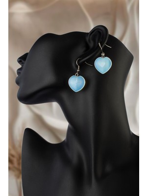 Opal Taşı Kalp Kesim Küpe