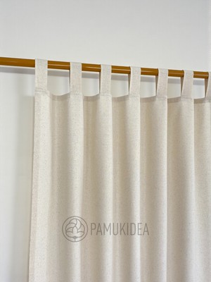 PAMUKIDEA Biritli Sade Düz %100 Pamuklu Natural Buldan Keten Rustik Perde - Tek Kanat - (En x Boy)