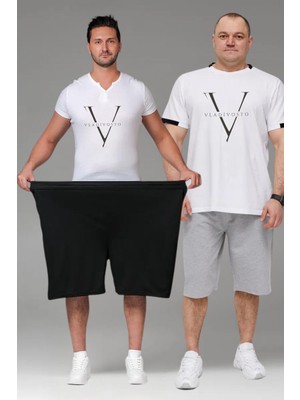 Vladivosto Ekstra Bol Kalıp Beli Lastikli Büyük Beden Baggy Oversize Dizüstü Bermuda Şort
