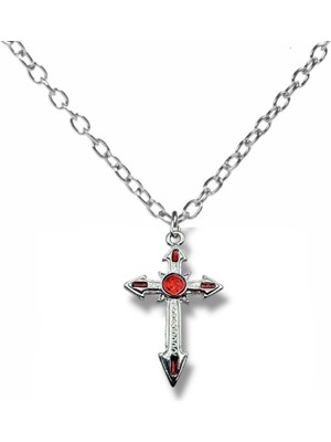 Antik Eskitme Red Dot Haç Figürlü Unisex Kolye – 60 cm Zincirli, Metal Gotik ve Vintage Takı
