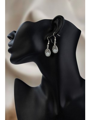 Kristal Kuvars Taşı Küre Kesim Doğal Taş Küpe