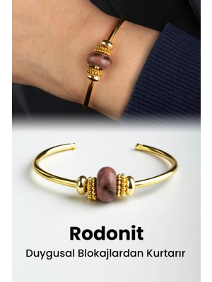 Rodonit Doğal Taş Rondela Kesim Pandora Bilezik