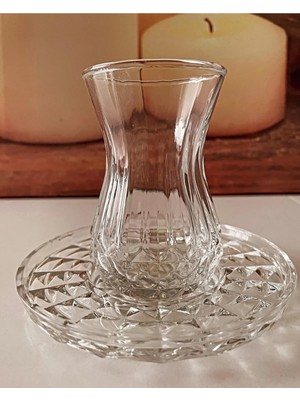 TrentCo Alin Adela 6'lı Cam Çay Tabağı Çay Tabak Altlığı ROYALEKS-RYG8030