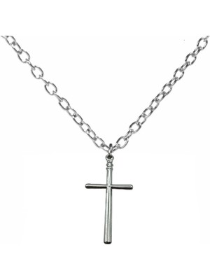 Minimal Tasarım Haç Figürlü Unisex Kolye – 60 cm Zincirli, Metal Şık ve Zarif Takı
