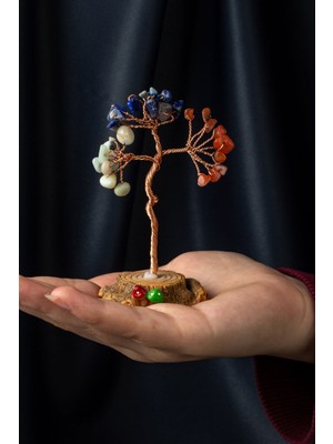 Çakra Taşı El Yapımı 5X8CM Doğal Taş Dekoratif Hayat Ağacı