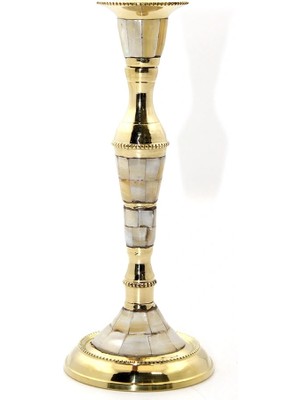 S'82 Tekli Pirinç Sedefli Şamdan Model 1