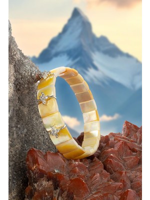 Sedef Doğal Taş Parlak Zirkonlu 8X11MM Bileklik