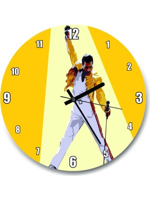 Sarı Zemin Duvar Saati, Çap 30X30 Cm, Şık ve Modern Dekorasyon Parçası