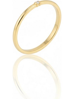 Güzide Kuyumcu 14 Ayar Altın Minimal Taşlı Yüzük 959