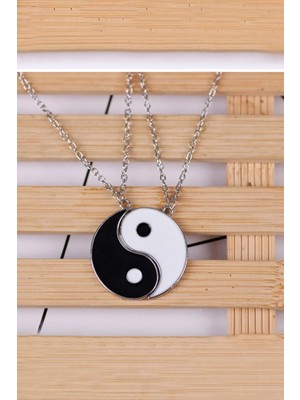 2 Adet Ying Yang Denge Zincir Kolye Sevgili Arkadaşlık Unisex Best Friends Kolyesi