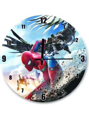 Mavi Spider Man Eve Dönüş Sahneleri Duvar Saati 30X30 cm