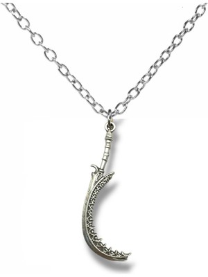 Zülfikar Çift Uçlu Kılıç Figürlü Kolye – 60 cm Zincirli Zamak Kaplama Unisex Aksesuar