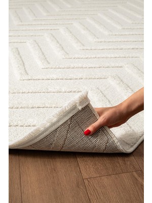 Cotto Home Arta CT012A Beyaz Halı Dekoratif Sisal Yumuşak Bukleli Tozsuz Salon Halısı Yatak Odası Iskandinav